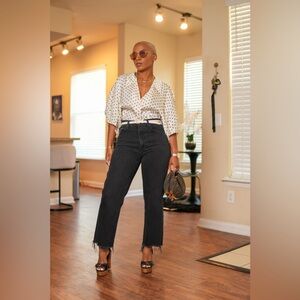 7 For All Mankind Black Cropped Jeans